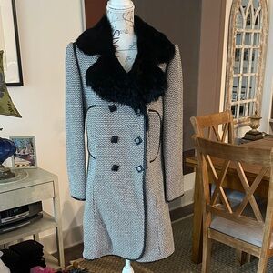 Chic Black and White Alpaca and Wool Women’s Winter Coat